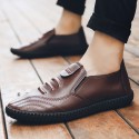 Cross border new 2022 spring leather Doudou shoes men's casual shoes Korean fashion lazy people pedal men's shoes