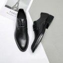 Pointed shoes black leather shoes men's summer, autumn and winter breathable Korean youth British pointed business dress men's leather shoes collar voucher