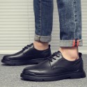 Leather shoes men's spring and autumn and winter British versatile fashion business casual leather shoes soft soled non slip black work shoes