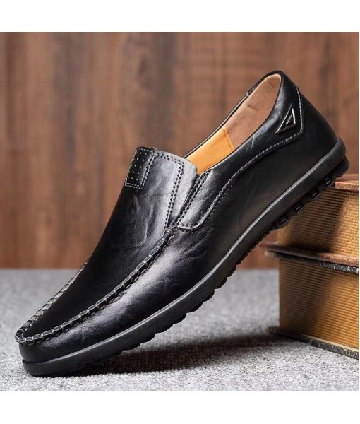 2021 new men's leisure British style Pu single shoes Doudou shoes men's daily round head leather shoes low top breathable men's shoes