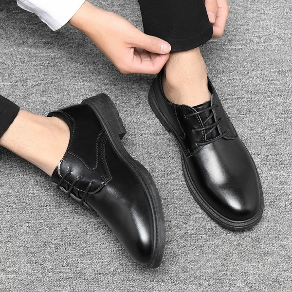 Cross border spring and summer leather shoes low top casual shoes versatile men's shoes black work shoes waterproof Korean business shoes men's shoes