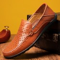 Men's mesh leather shoes 2022 new casual leather shoes with comfortable soft sole and soft leather single net