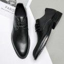 Pointed shoes black leather shoes men's summer, autumn and winter breathable Korean youth British pointed business dress men's leather shoes collar voucher