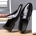 Men's shoes business casual single shoe soft sole cross border lazy shoes bright leather black working shoes