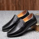 2021 new men's leisure British style Pu single shoes Doudou shoes men's daily round head leather shoes low top breathable men's shoes