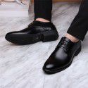 Spring and summer new men's leather shoes British business Korean fashion formal casual shoes men's shoes lace up one hair substitute