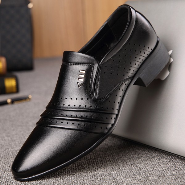 2022 summer new leather shoes men's business dress shoes hollow out single shoes fashion casual shoes wholesale one
