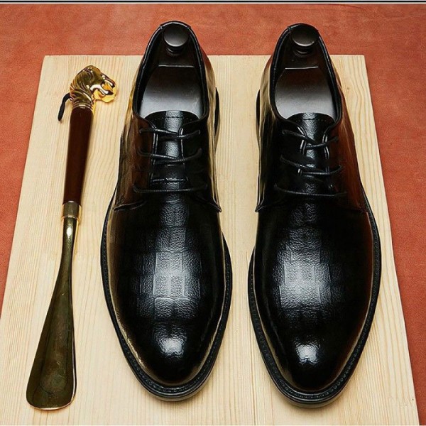 Pointed shoes black leather shoes men's summer, autumn and winter breathable Korean youth British pointed business dress men's leather shoes collar voucher