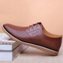 Leather shoes men's summer 2021 new hollow out men's casual leather shoes Korean British business men's shoes