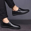 New men's shoes spring and summer one foot pedal pea shoes Korean student leather shoes cross-border breathable soft soled men's casual leather shoes