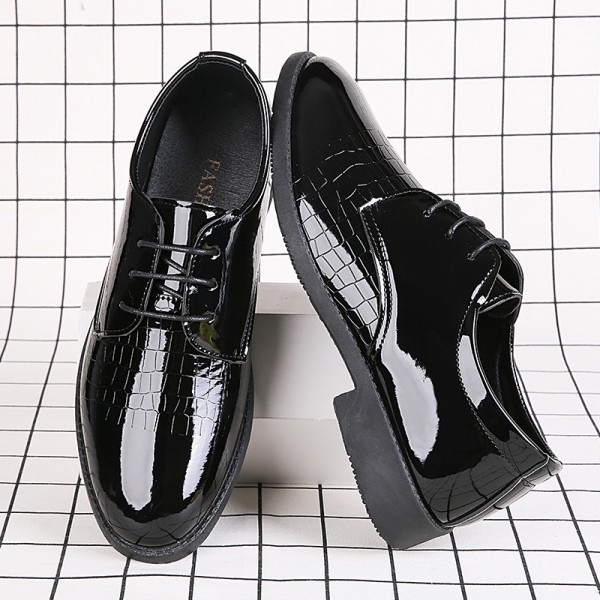 Men's leather shoes spring and autumn versatile leather shoes men's shoes new business dress leather shoes Korean fashion lace up casual men's shoes