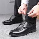 Autumn and winter new business dress round head men's leather shoes men's Korean casual round head black leather shoes men's work shoes