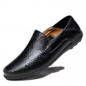Men's mesh leather shoes 2022 new casual leather shoes with comfortable soft sole and soft leather single net
