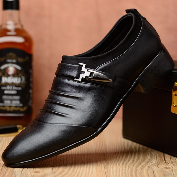 2021 new casual shoes men's wear business dress leather shoes large plush men's shoes