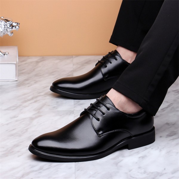 Spring and summer new men's leather shoes British business Korean fashion formal casual shoes men's shoes lace up one hair substitute