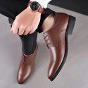 Suit men's shoes men's best man black groom business suit winter Plush student casual leather shoes men's wedding shoes