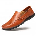 Men's mesh leather shoes 2022 new casual leather shoes with comfortable soft sole and soft leather single net