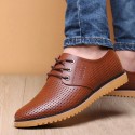 Leather shoes men's summer 2021 new hollow out men's casual leather shoes Korean British business men's shoes