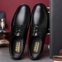 Autumn and winter new business dress round head men's leather shoes men's Korean casual round head black leather shoes men's work shoes