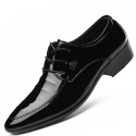 Leather shoes men's pointed head Korean version 2021 new men's black business casual men's shoes patent leather hairdresser fashion shoes men