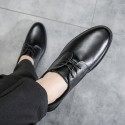 Men's casual leather shoes men's Korean version black youth soft sole British business dress soft sole men's shoes autumn work shoes