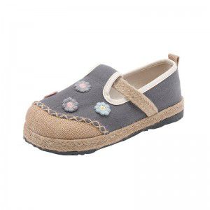 Casual shoes with artistic ethnic style for women, single shoes for lazy people, flat heels, casual shallow mouth, cotton and linen embroidered shoes for women