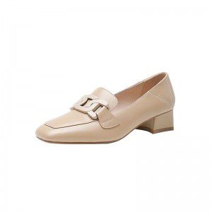 Leisure Le Fu women's single shoes Korean version comfortable mid heel shoes square toe retro commuting women's shoes