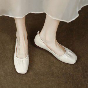 Single shoe women's flat bottomed square toe shallow mouth comfortable shoes versatile
