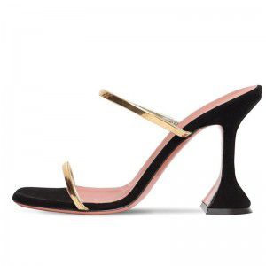 Horseshoe and square toe Mueller sandals, high-heeled banquet