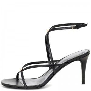 Fashionable leather strap design, high-heeled women's plus size open toed sandals with exposed heels