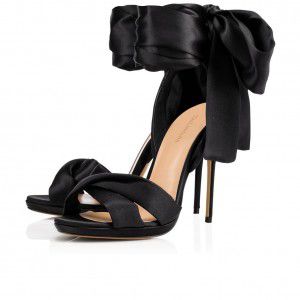 Black and red satin high-heeled sandals, European and American strap fashion shoes Black and red satin high-heeled sandals, European and American strap fashion shoes