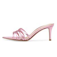 Sharp pointed high heels, pink fashion, summer handmade banquet shoes