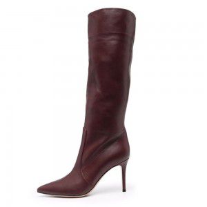 Large pointed toe knee high boots, winter boots