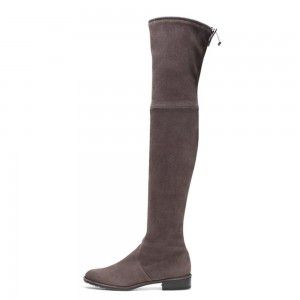 Elastic over the knee boots, black over the knee boots, comfortable flat boots