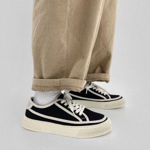 Spring new versatile casual breathable men's shoes, trendy brand black and white color blocked single shoes