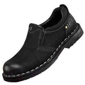 Cowhide men's casual shoes, genuine leather men's fashionable anti slip and wear-resistant retro workwear big toe shoes