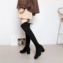 Rubber Sole Plush Shoes Women Winter Knee High Heels Boots For Ladies