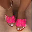 Women new fashion Eva rivets flat women Slippers Girls Studded Flat Slippers Women Beach Slide Sandals