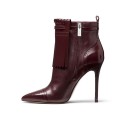 genuine cow leather boots women stiletto fringe boots high heels sexy 