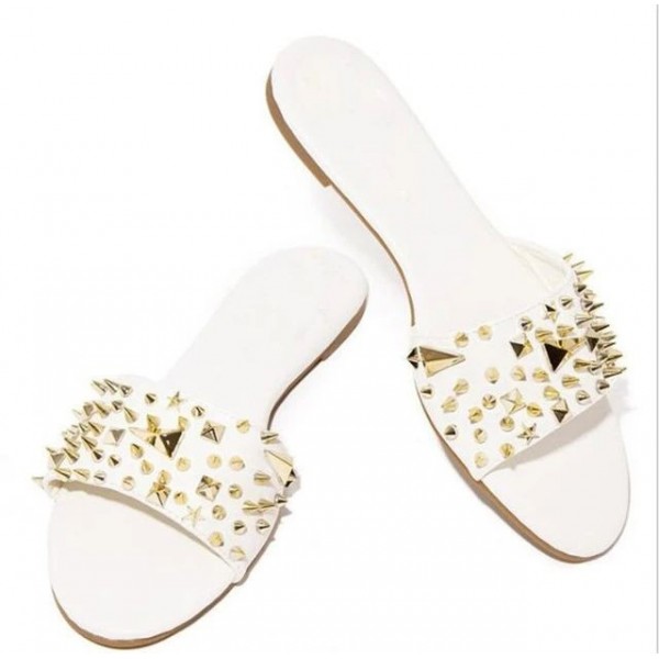 Women new fashion Eva rivets flat women Slippers Girls Studded Flat Slippers Women Beach Slide Sandals