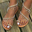 Women sandals 2020 new design hip fall summer shoes flat pearl beach string bead slippers ladies casual sandals plus size 35- 43 